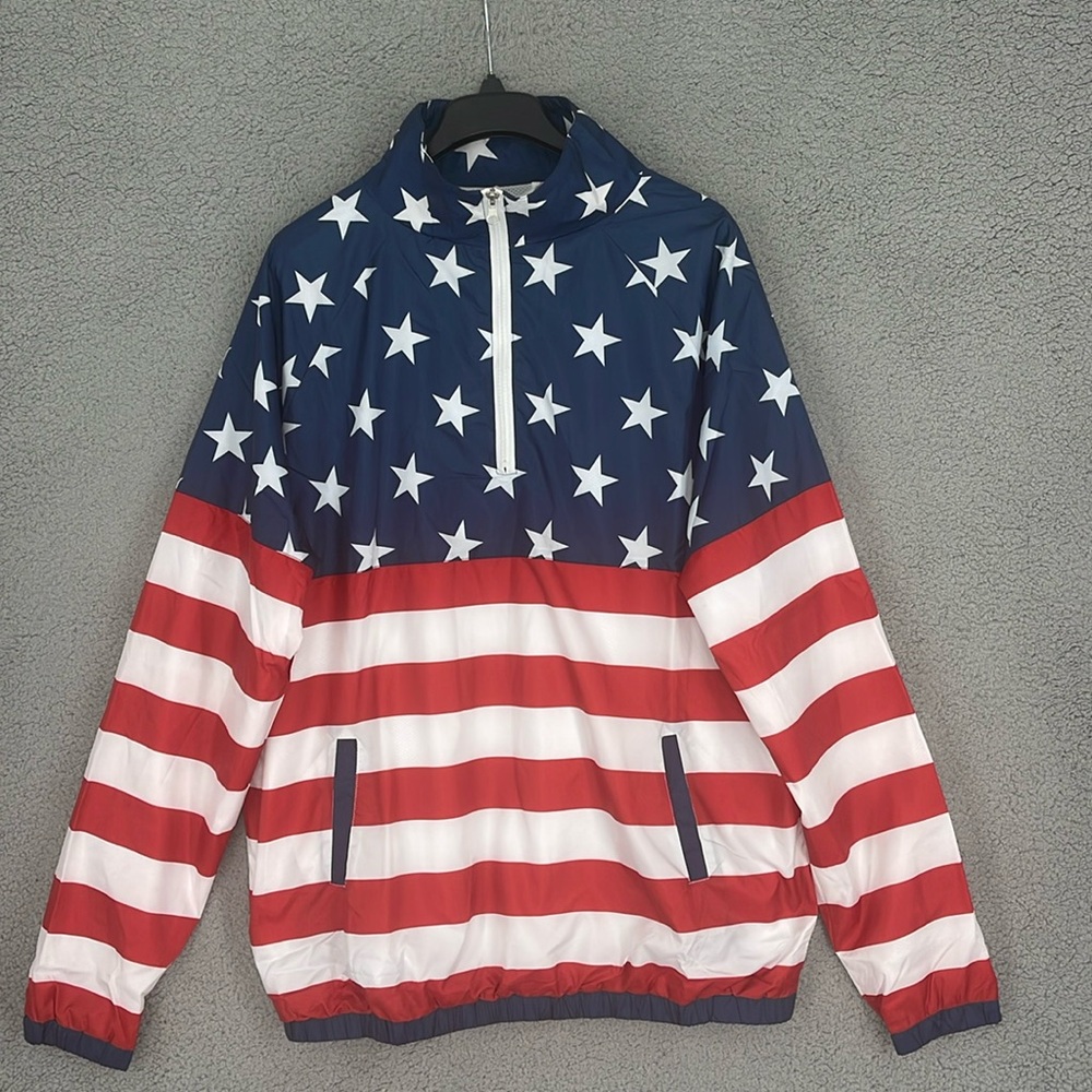 American Summer Clothing Company American Flag pullover windbreaker men’s 2XL
